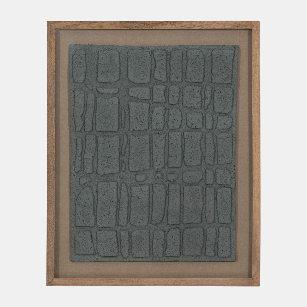 28X35 Paper Mache Wall Art Framed Glass, Dk Gray