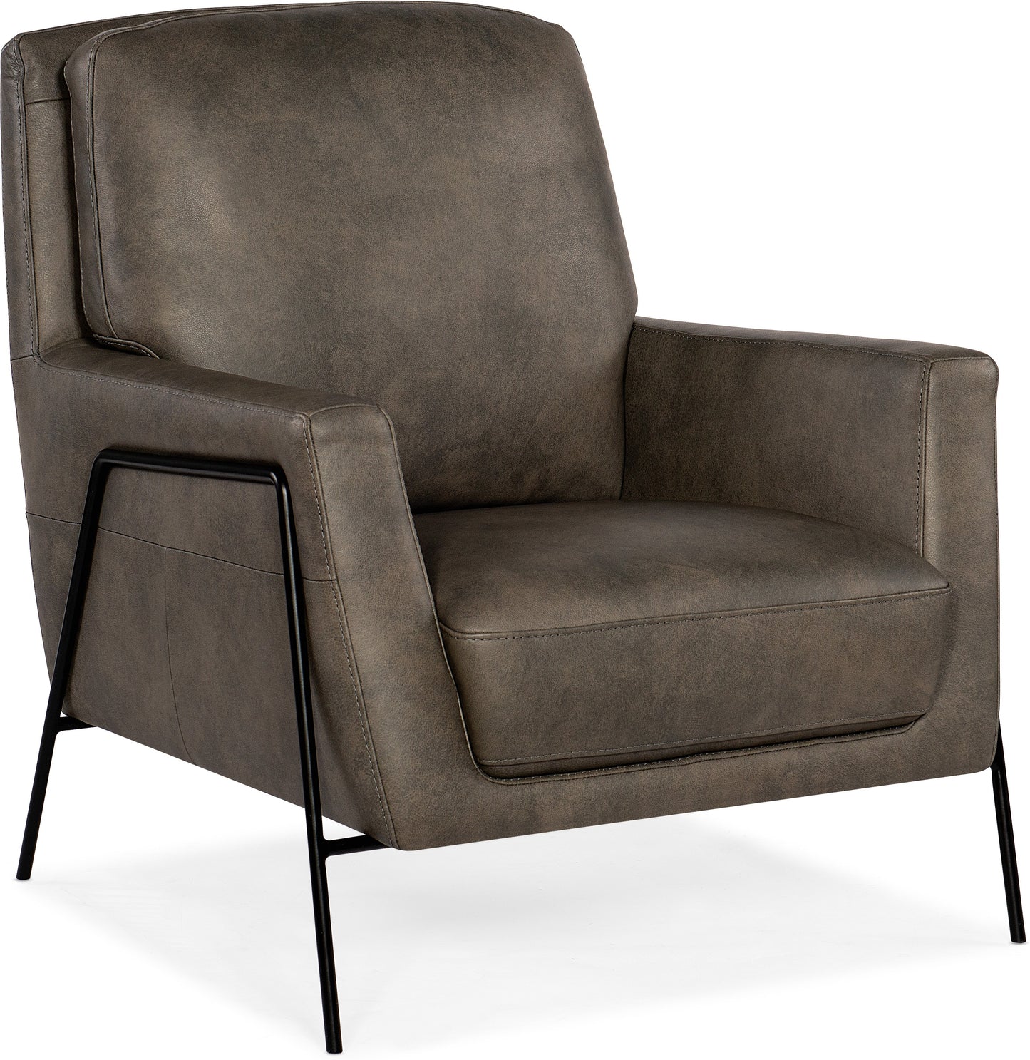 Leather Club Chair w/Metal Detail