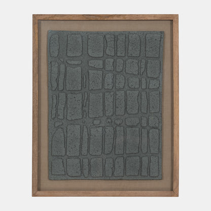 28X35 Paper Mache Wall Art Framed Glass, Dk Gray