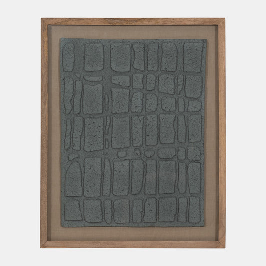 28X35 Paper Mache Wall Art Framed Glass, Dk Gray