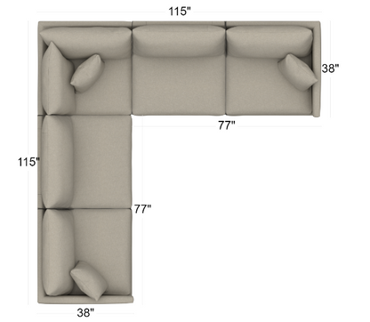 Beckham 5Piece Sectional Grade 22 + Memory Foam