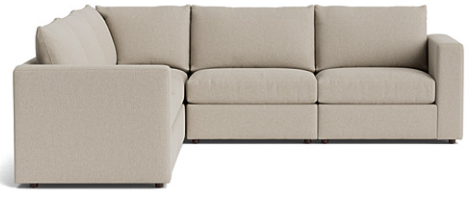 Beckham Wide Arm 5 Piece Sectional Married Fabric + Memory Foam Cushion