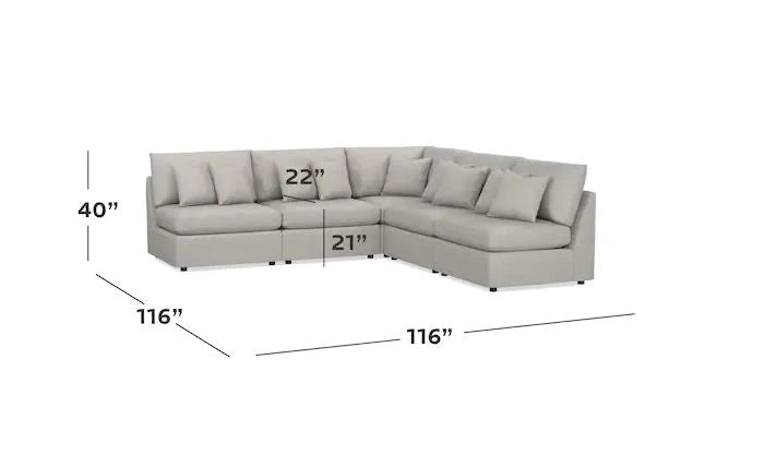 Beckham 5Piece Sectional Grade 22 + Memory Foam