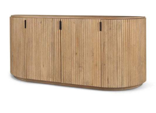 Tara Light Brown Wood Fluted Sideboard